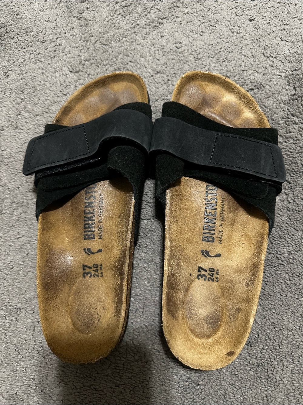 Birkenstock Black Slide Sandals with Suede Upper
